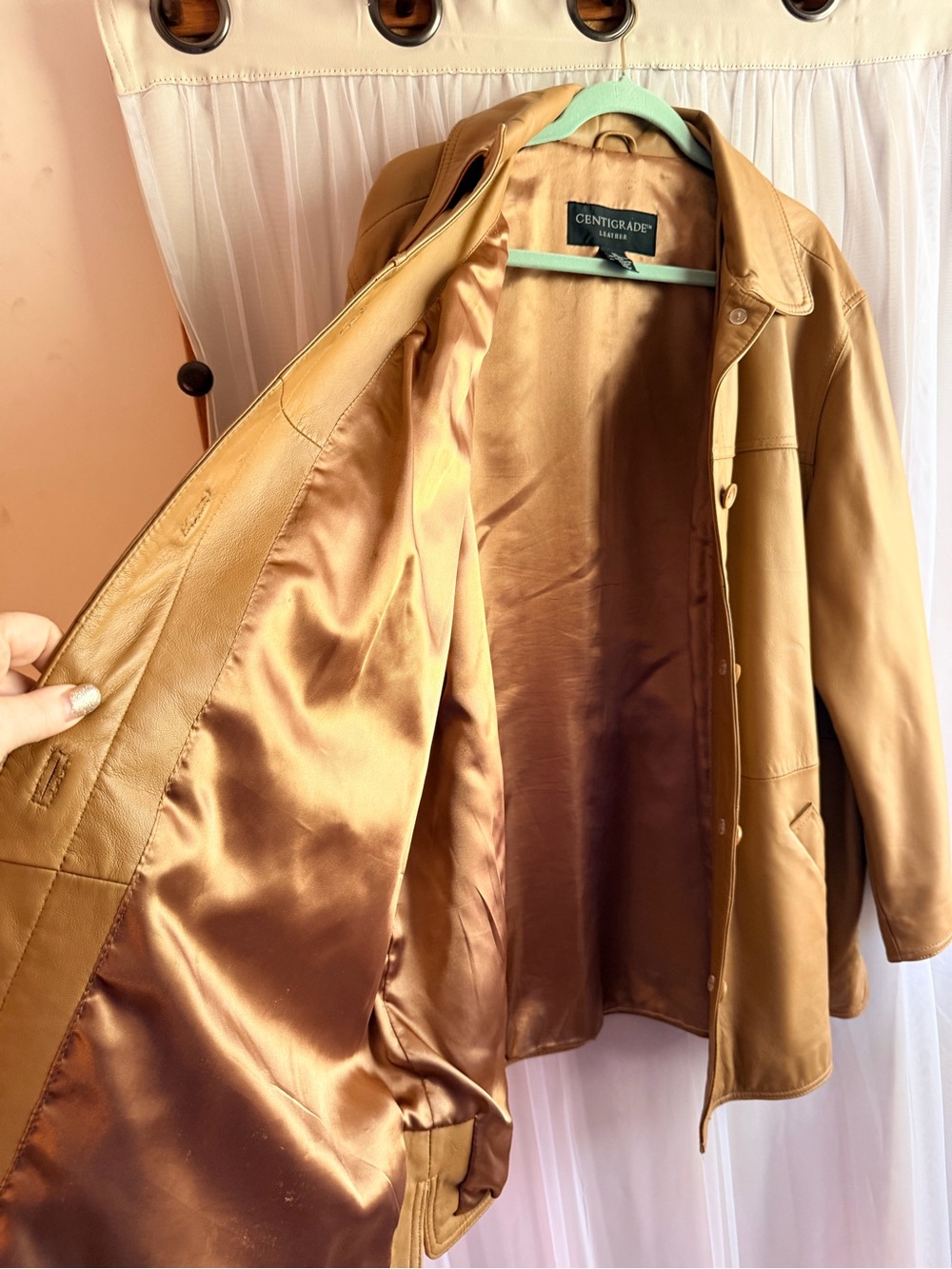 Women's Tan butter soft Leather Button-Front Jacket - Picture 5 of 8